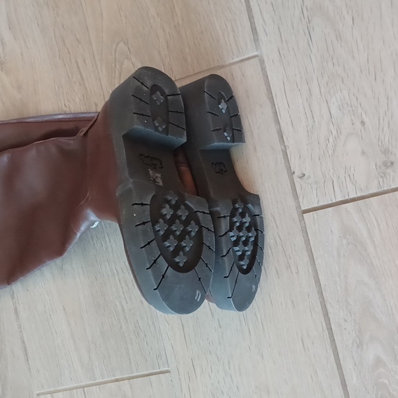 NEW COACH Lilli Leather Lug Sole Riding Platform Boots Sz 6B Walnut #20299953 - Picture 15 of 16